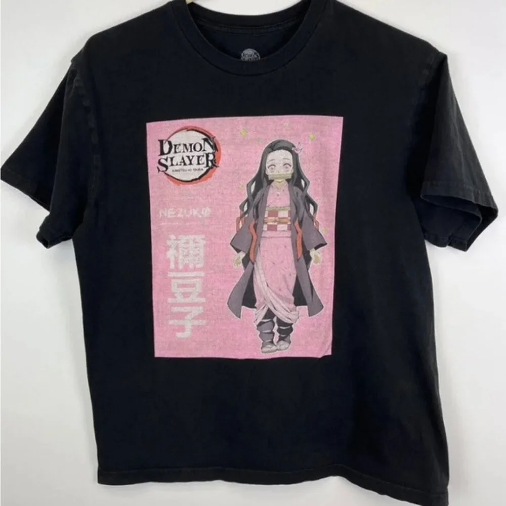 Demon Slayer Anime Manga Black T-shirt Kimetso No Yaiba Sz Medium Fits Short - Picture 1 of 10